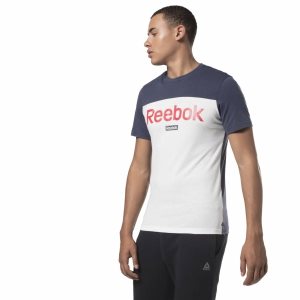 Koszulki Męskie Reebok Training Essentials Linear Logo Granatowe PL 97CPGHO